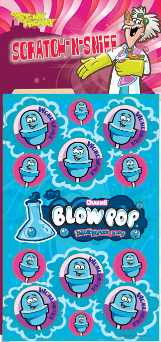 Blue RazzBerry Blow Pop Scratch-N-Sniff Sticker