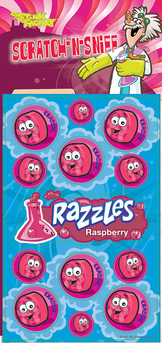 Raspberry Razzles Scratch-N-Sniff Sticker