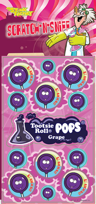 Grape Tootsie Roll Pop Scratch-N-Sniff Sticker
