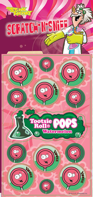Watermelon Tootsie Roll Pop Scratch-N-Sniff Sticker